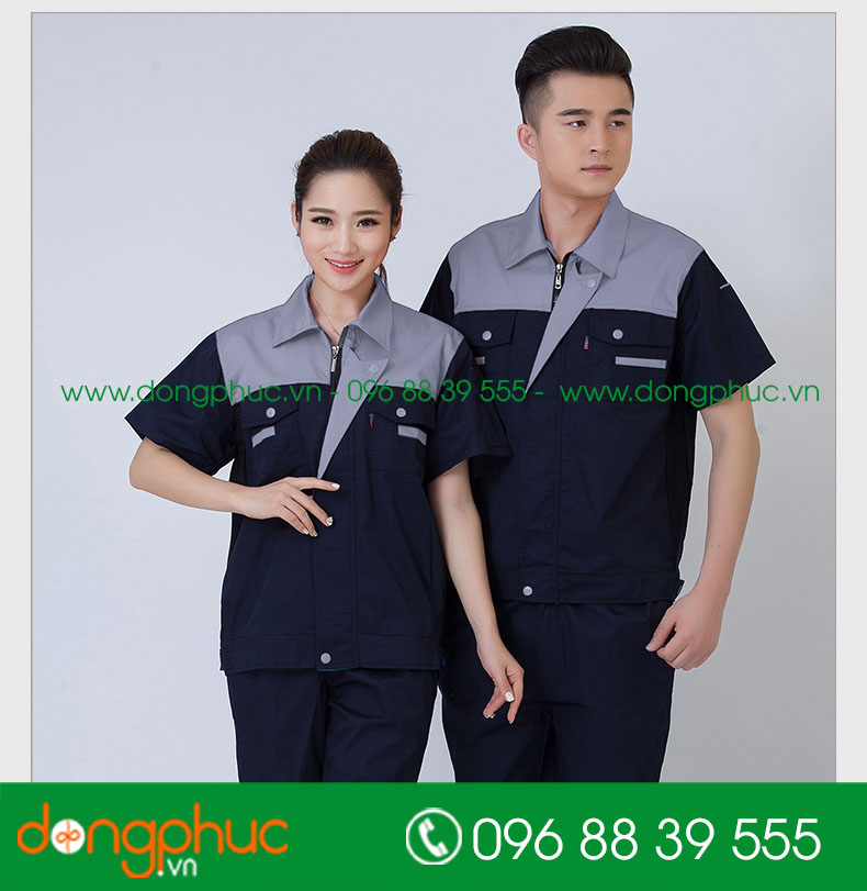 Mẫu bảo hộ màu tím than phối ghi cộc tay